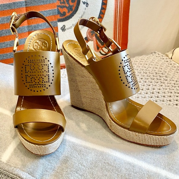 Tory Burch Shoes - Tory Burch Slingback Leather Wedge Platform Sandal